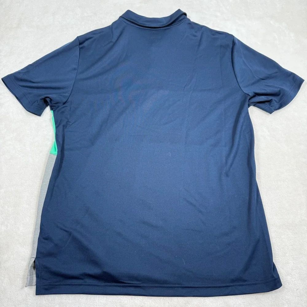 Adidas Golf Mens Large Colorblock Polo Shirt Navy‎ Blue Mint Green Grey D73122